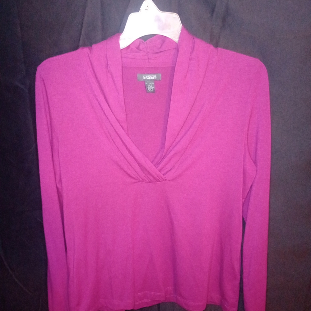 Kenneth Cole Reaction Pink Wrap Blouse